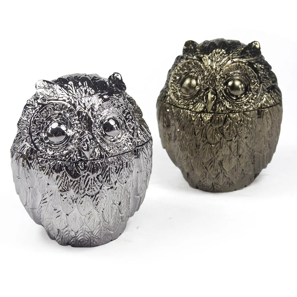1PC  Vintage Metal Owl Tobacco Grinder 4 Piece Zinc Teeth Herb Crusher Spice Mill Gift for Friends Valentine's Day Birthday