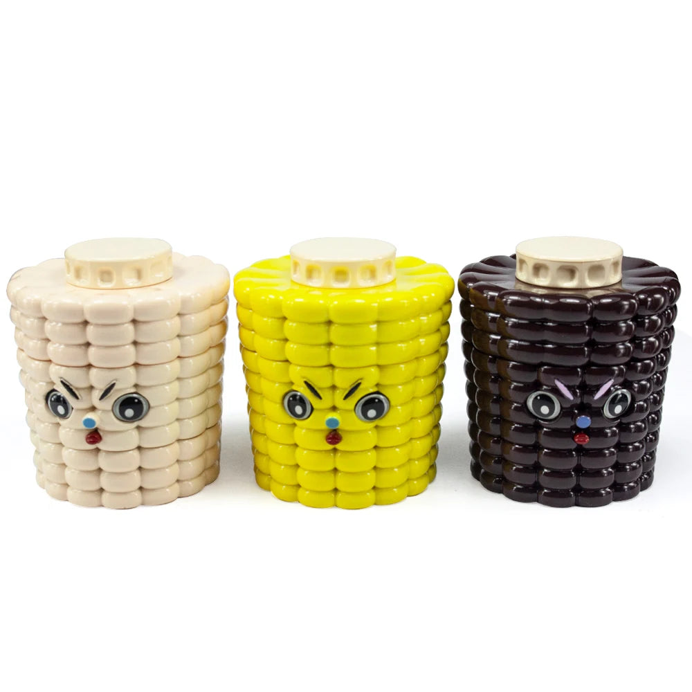 1.8'' Corn Shape Herb Grinder 4 Piece Tobacco Spice Crusher Cute Cartoon Gift for Friends Perfect for Valentine's Day Birthday