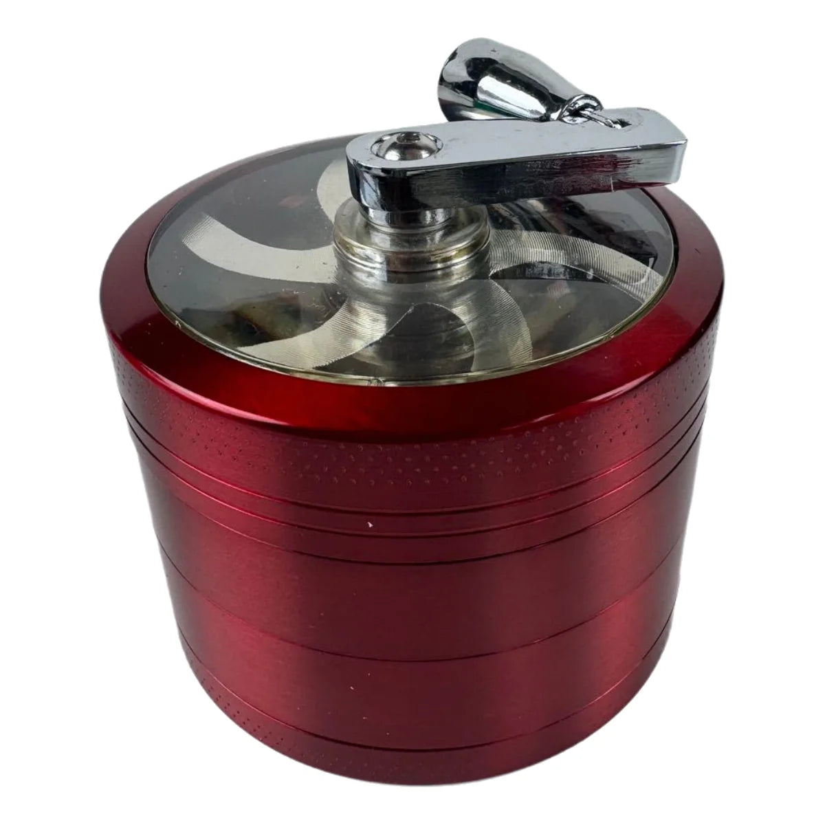 2.4" 4 PC Tobacco Herb Spice metal Grinder W/ Handle Crank Smoke Crusher Rasta Color