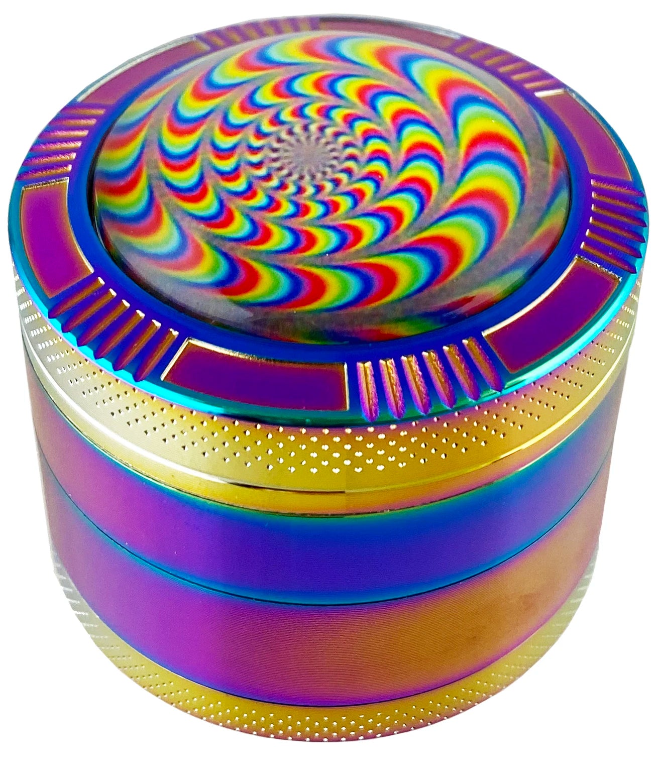 1.9" Rainbow Crystal Ball W/ Swirl Top Herb Spice Tobacco Grinder Smoke Crusher GIFT