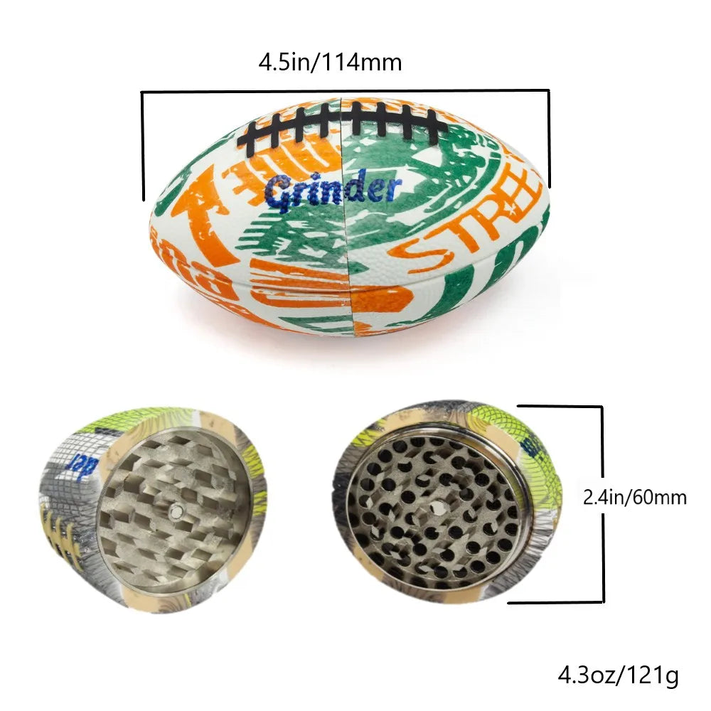 1pc Rubber American Football Herb Grinder for tobacco 4Parts Spice Crusher Gift for Friends Perfect for Valentine's Day Birthday