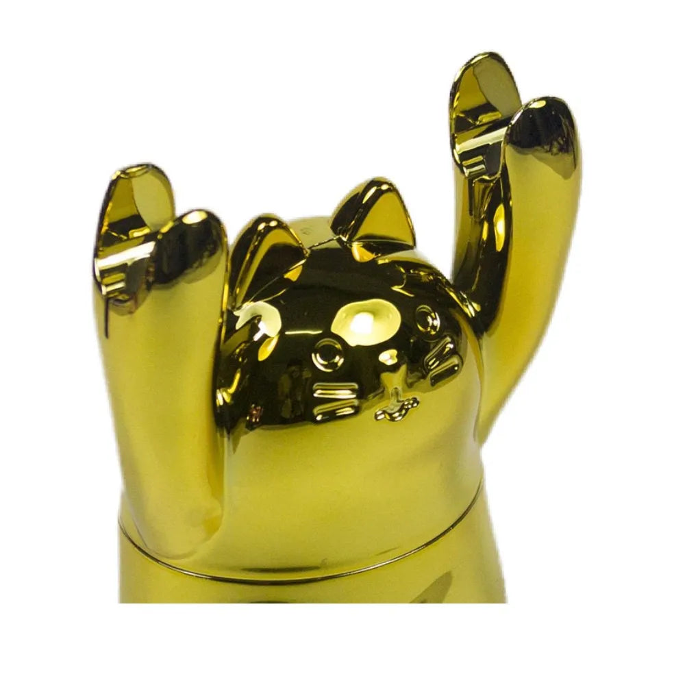 1.5" Tobacco Herb Grinder Spice Herbal 4 PC Smoke Crusher 3D Cat Hands up Holder Golden pig