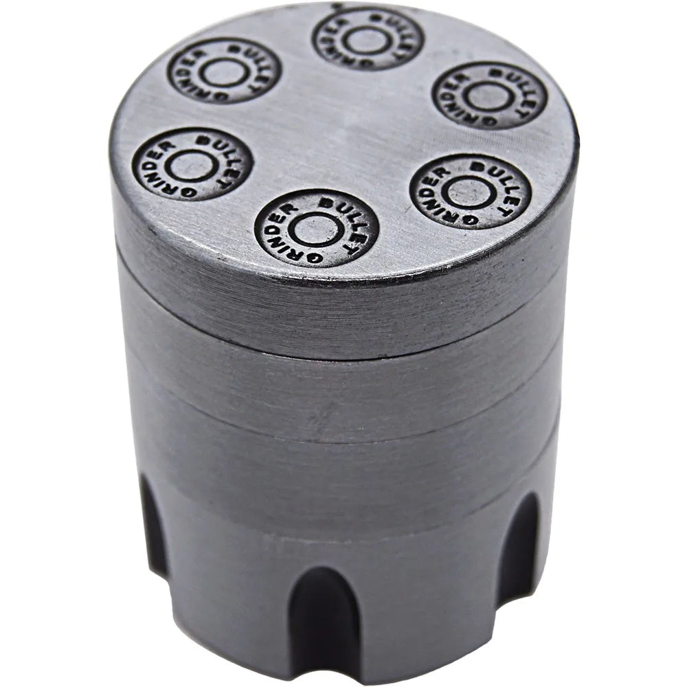 1.5" 4 Parts Revolver Bullet Tobacco Spice Herb Mill Grinder Pewter Metal Color