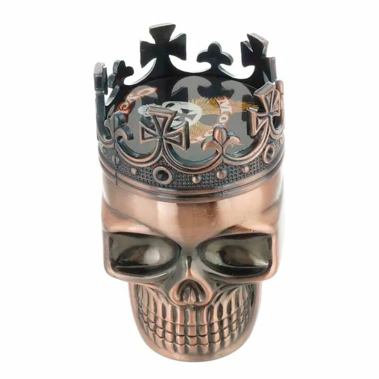 3 Piece Skull Metal Tobacco Herb Spice Grinder Bronze Punk King Skeleton 3D Skull Smoke Crusher Copper Color