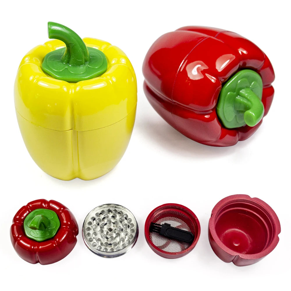 2.3" 4 Parts Cute Pepper Design Herb Grinder for Spices and Tobacco Novelty gift man woman Birthday Christmas