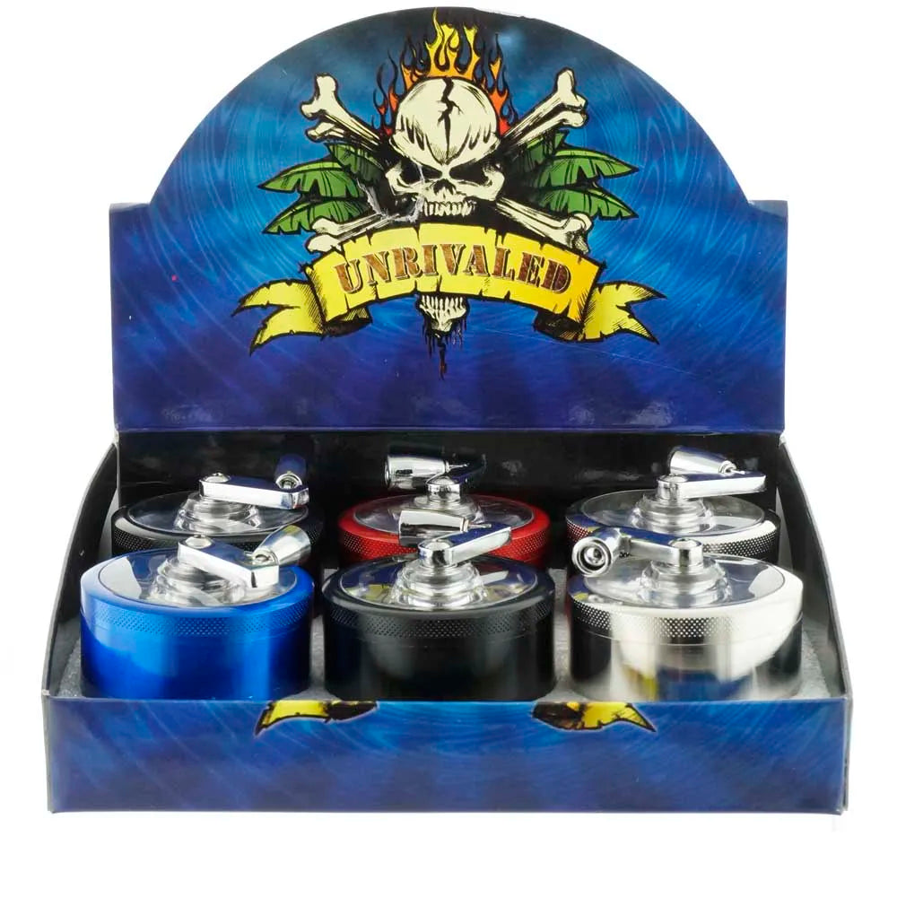 2.4" 4 PC Tobacco Herb Spice metal Grinder W/ Handle Crank Smoke Crusher Rasta Color