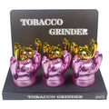 1.5" Tobacco Herb Grinder Spice Herbal 4 PC Smoke Crusher 3D Cat Hands up Holder Golden pig