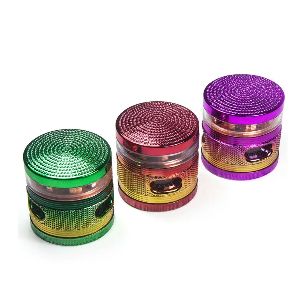 2.5" Shiny Herb spice Grinder 4 Layer with window Sharp Teeth & Storage Chamber