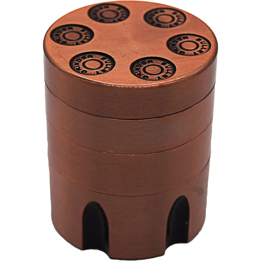 1.5" 4 Parts Revolver Bullet Tobacco Spice Herb Mill Grinder Pewter Metal Color