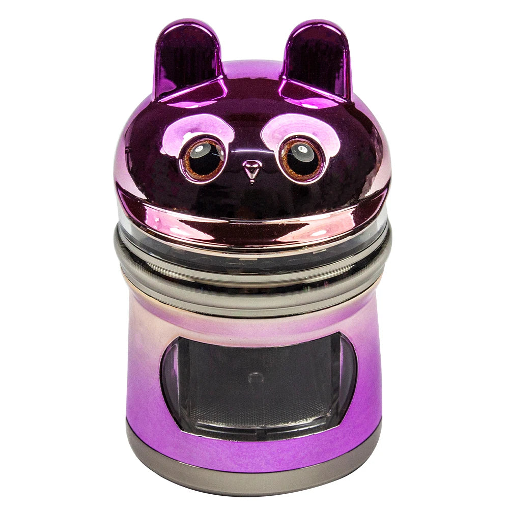 2.44''' 4 Layer Metal Spice Herb Cute Rabbit Grinder with Side Drawer Manual Herb, Salt, and Pepper Tobacco Crusher Gift for Man
