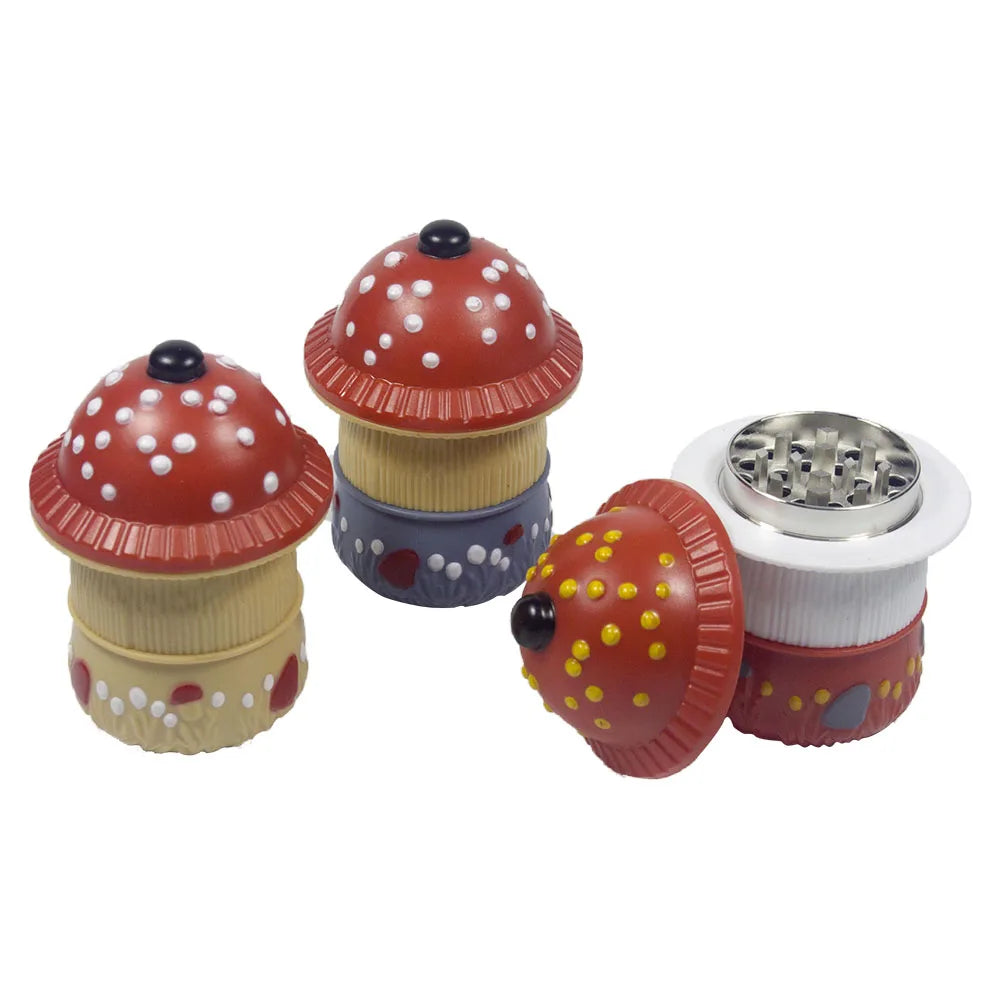 Mushroom-Shaped Herb & Spice Grinder - Durable Plastic with Metal Core, Compact Pocket Size, Ideal Gift for Christmas