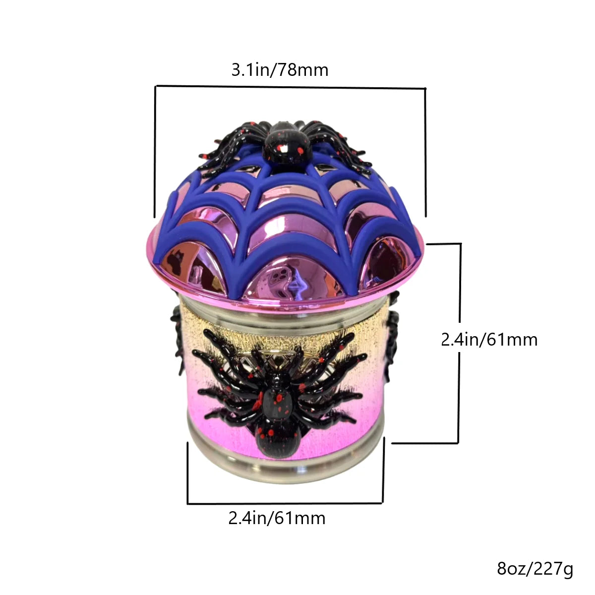 2.4'' Halloween Spider Web Herb Grinder 4 Layer Metal Tobacco Crusher Gift Christmas Birthday
