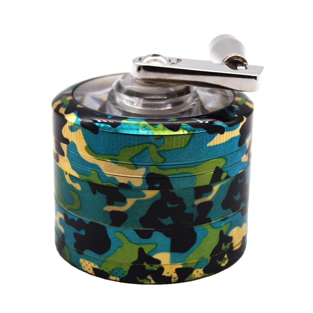 2" Tobacco Herb Spice Grinder W/ Handle Crank Smoke Metal Chromium Crusher CAMO