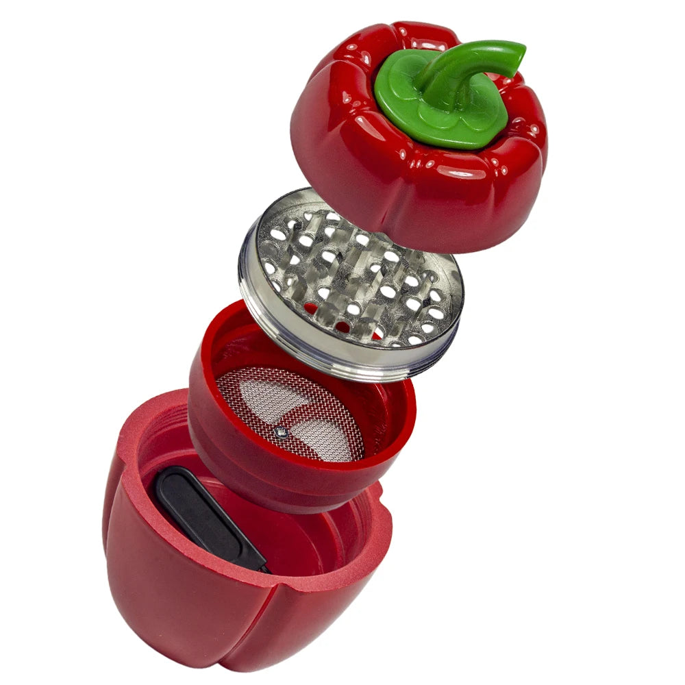 2.3" 4 Parts Cute Pepper Design Herb Grinder for Spices and Tobacco Novelty gift man woman Birthday Christmas