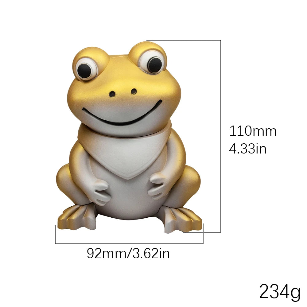 1.8'' 4 Parts Cute Frog Shape Metal Herb Tobacco Grinder 4-Piece Rubber Finish Crusher gift for Valentine's Day Birthday friend