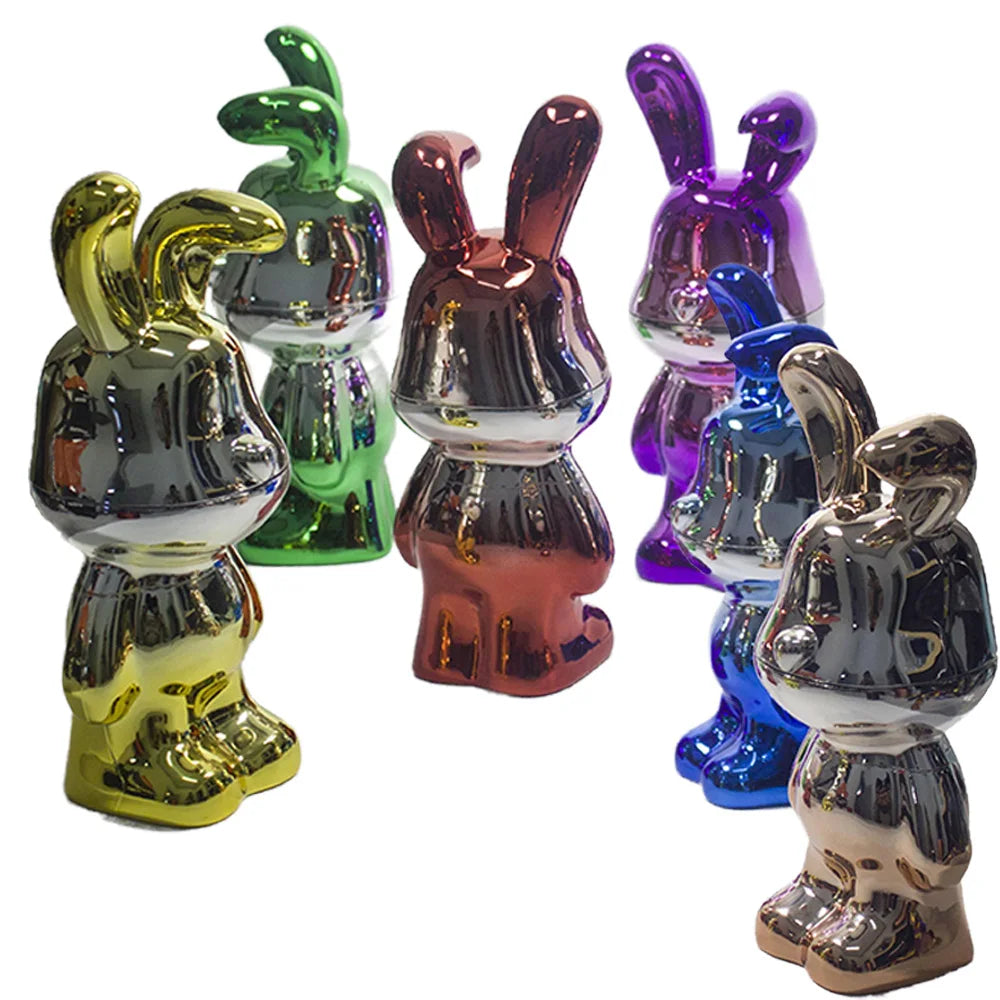 6.5" H 4PC Colorful Metallic Bunny -Patterned Cute Grinders Tobacco Herb Spice Gift Grinders for Smoking Metal