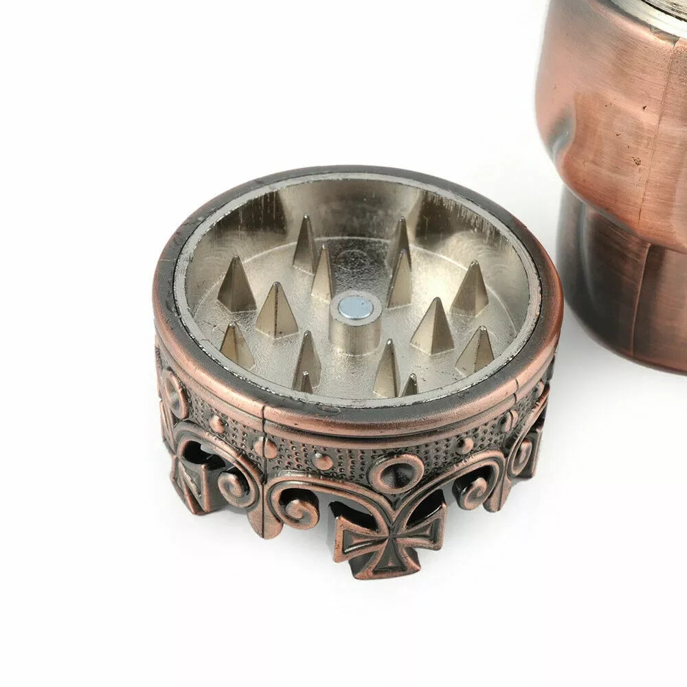 3 Piece Skull Metal Tobacco Herb Spice Grinder Bronze Punk King Skeleton 3D Skull Smoke Crusher Copper Color