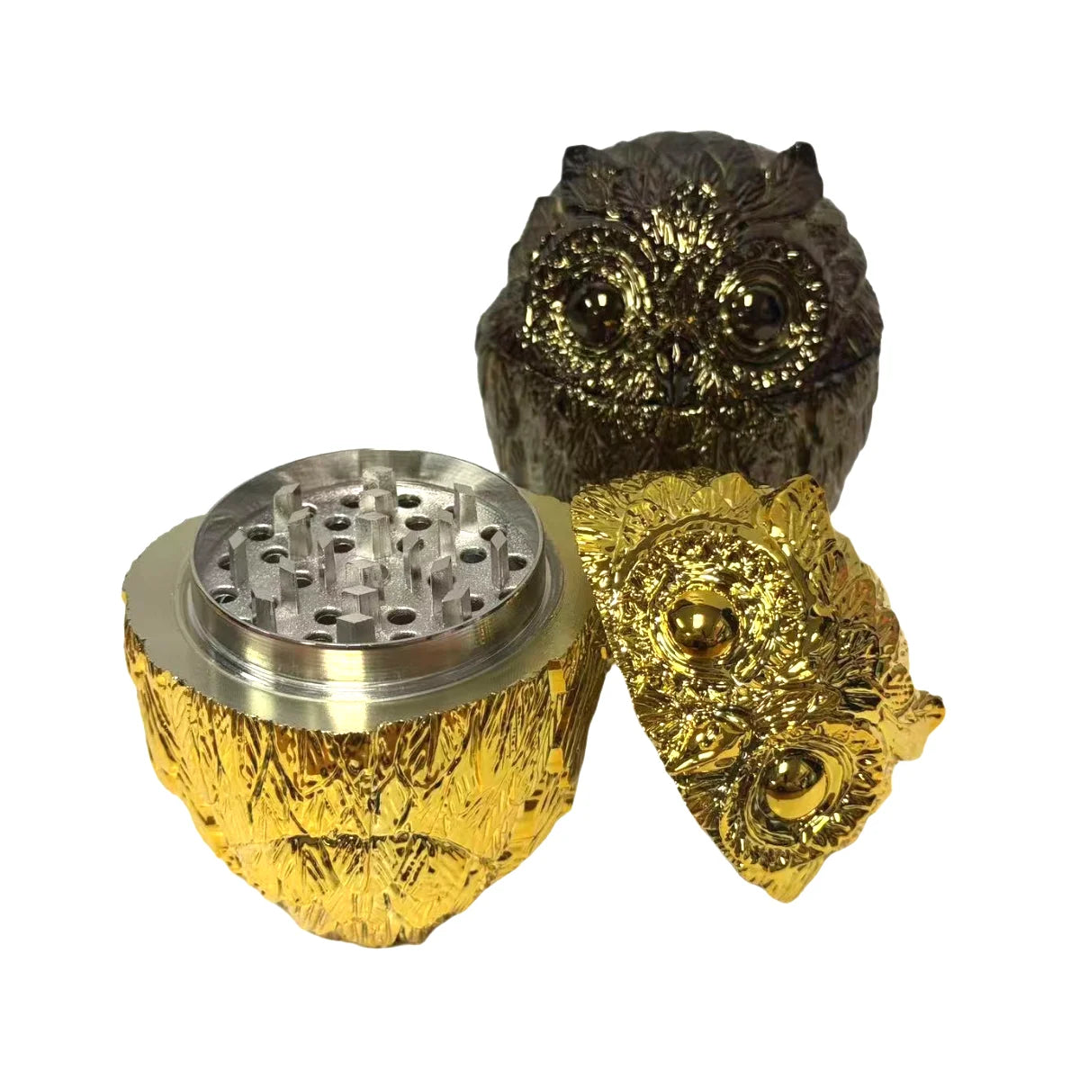 1PC  Vintage Metal Owl Tobacco Grinder 4 Piece Zinc Teeth Herb Crusher Spice Mill Gift for Friends Valentine's Day Birthday