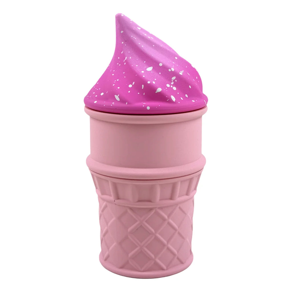 1.8" 4 Parts Fun & Whimsical Ice Cream Cone Herb Grinder 4 Layer 60mm Zinc Alloy Grinder with Silicone Cone Design Herb Grinder