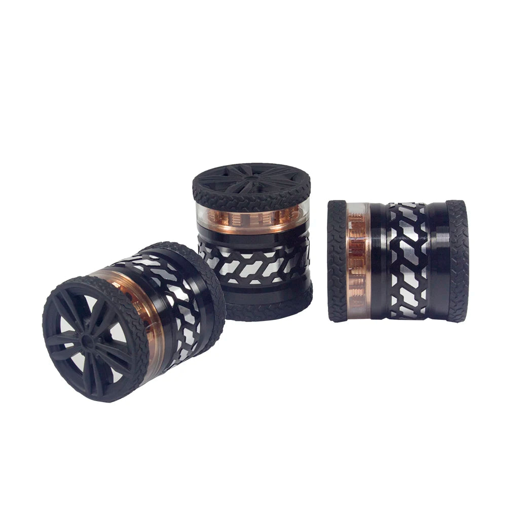 2.5" 4PC Tire Metal Rubber Tobacco Herb Spice Grinder Smoke Crusher Novelty good Idea for Halloween Christmas Birthday Gift