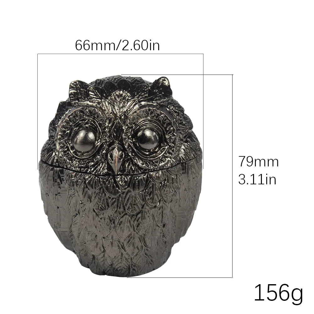 1PC  Vintage Metal Owl Tobacco Grinder 4 Piece Zinc Teeth Herb Crusher Spice Mill Gift for Friends Valentine's Day Birthday