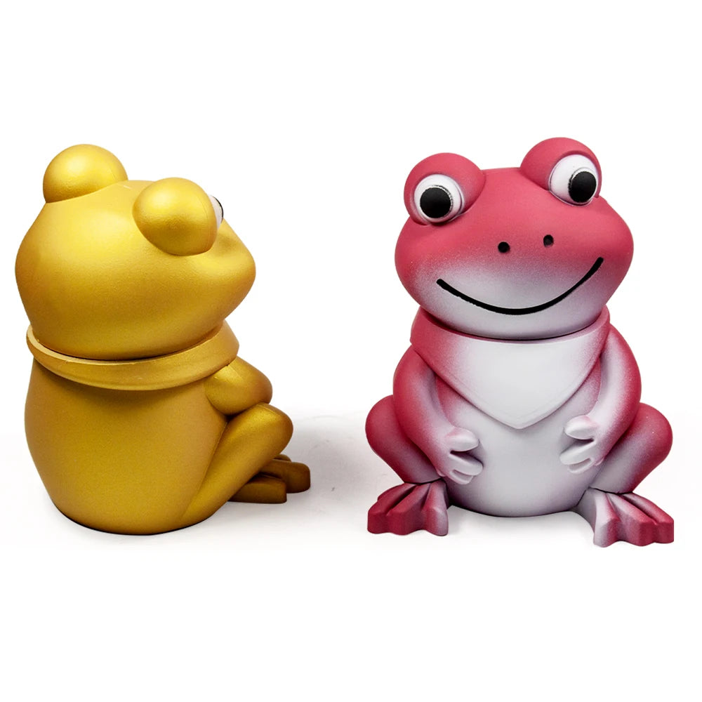 1.8'' 4 Parts Cute Frog Shape Metal Herb Tobacco Grinder 4-Piece Rubber Finish Crusher gift for Valentine's Day Birthday friend