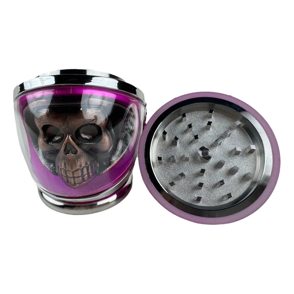 2.3" 4 PC 3D Metal Skull in Helmet Tobacco Herb Spice Grinder Smoke Crusher Pink Color Good Idea for Halloween Christmas Gift