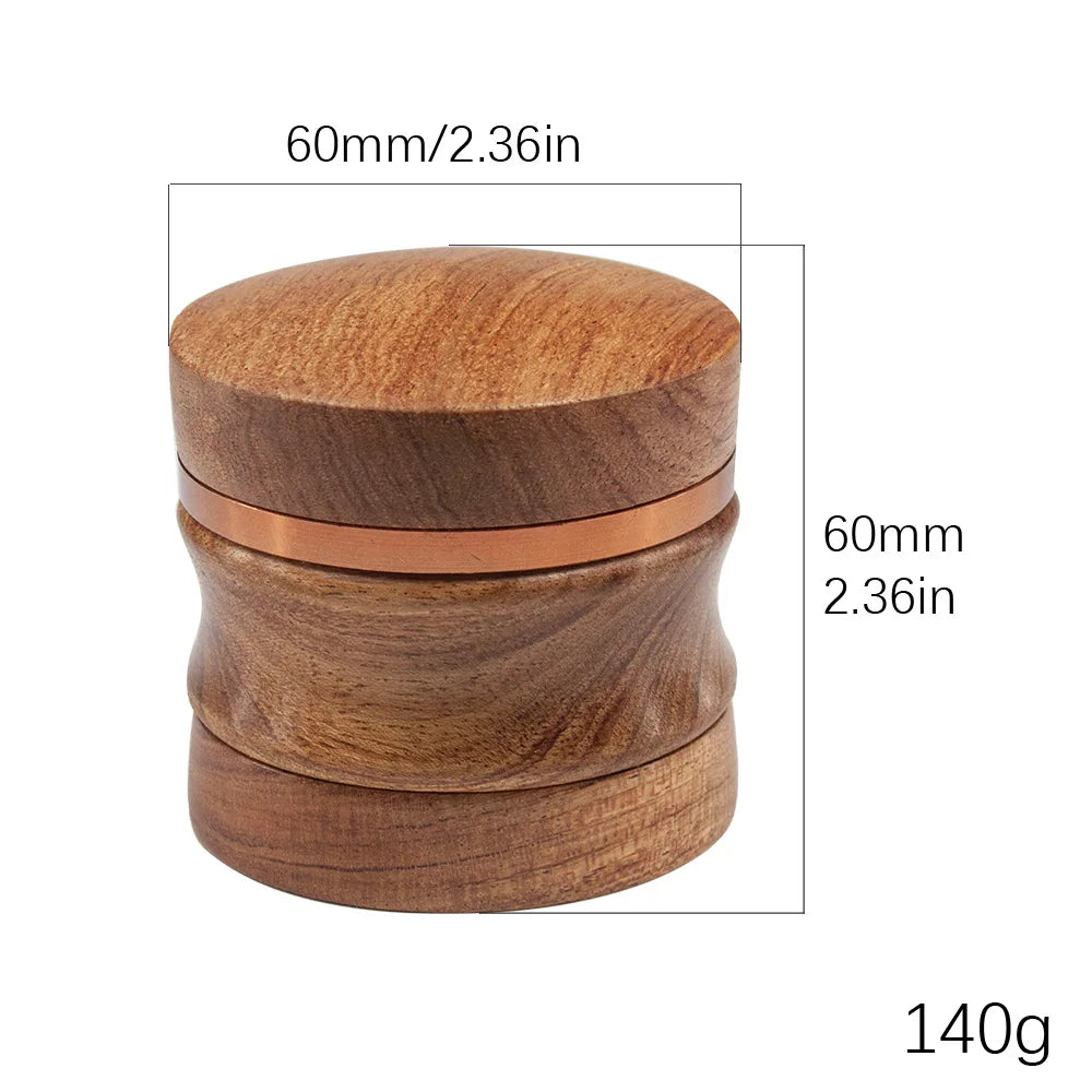 2.4" Wooden Herb Grinder 4 Piece with Metal Teeth Durable Manual Spice Crusher