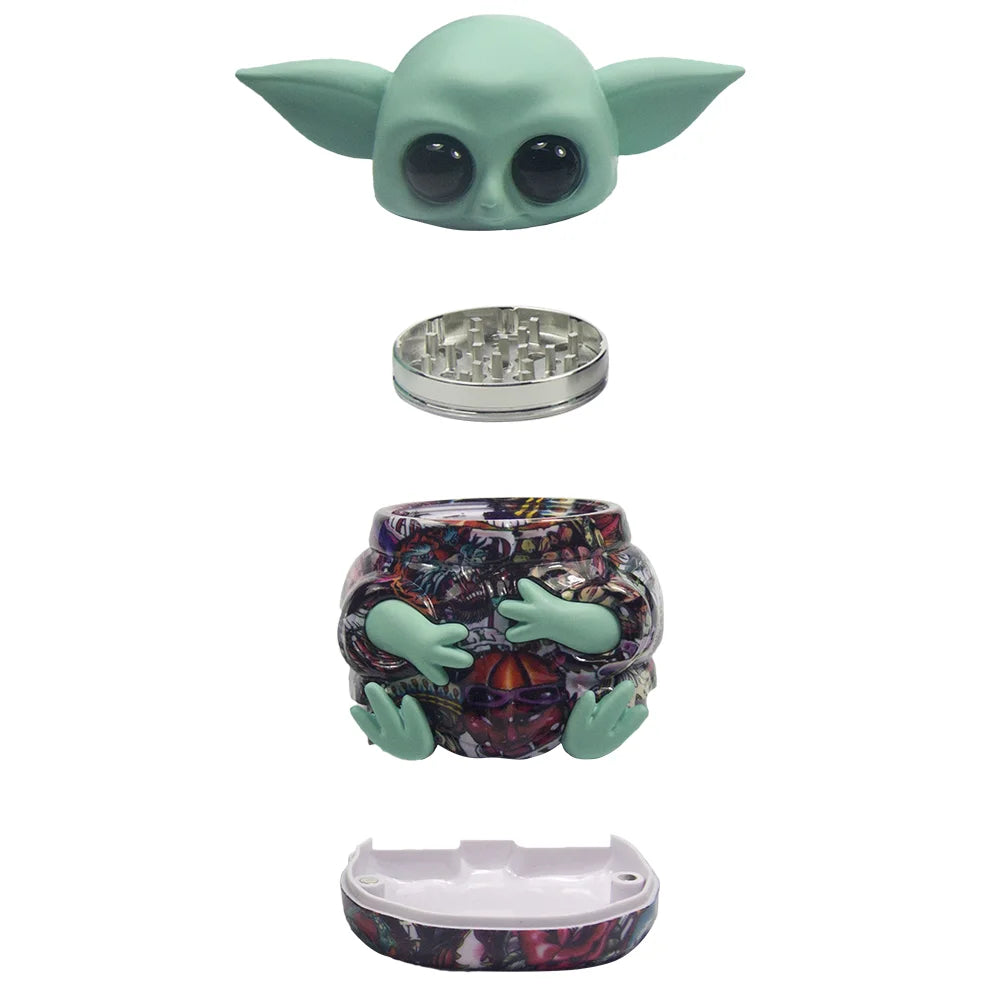 1.5" Tobacco Herb Grinder Spice Herbal 4 PC Smoke Crusher 3D Rasta Man with Hat