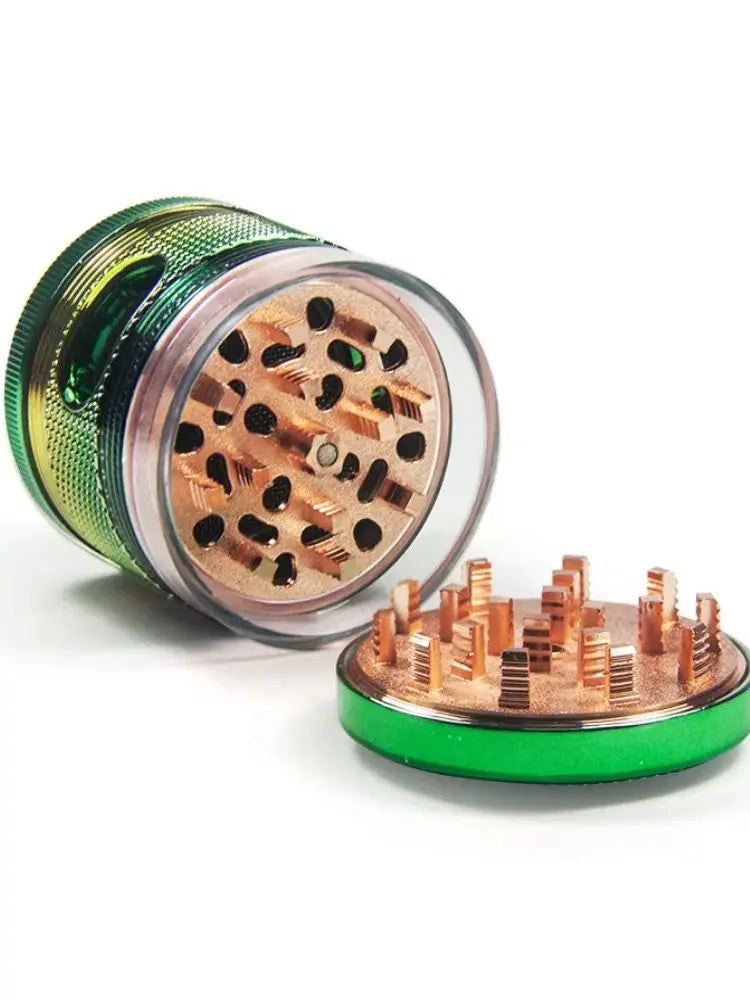 2.5" Shiny Herb spice Grinder 4 Layer with window Sharp Teeth & Storage Chamber