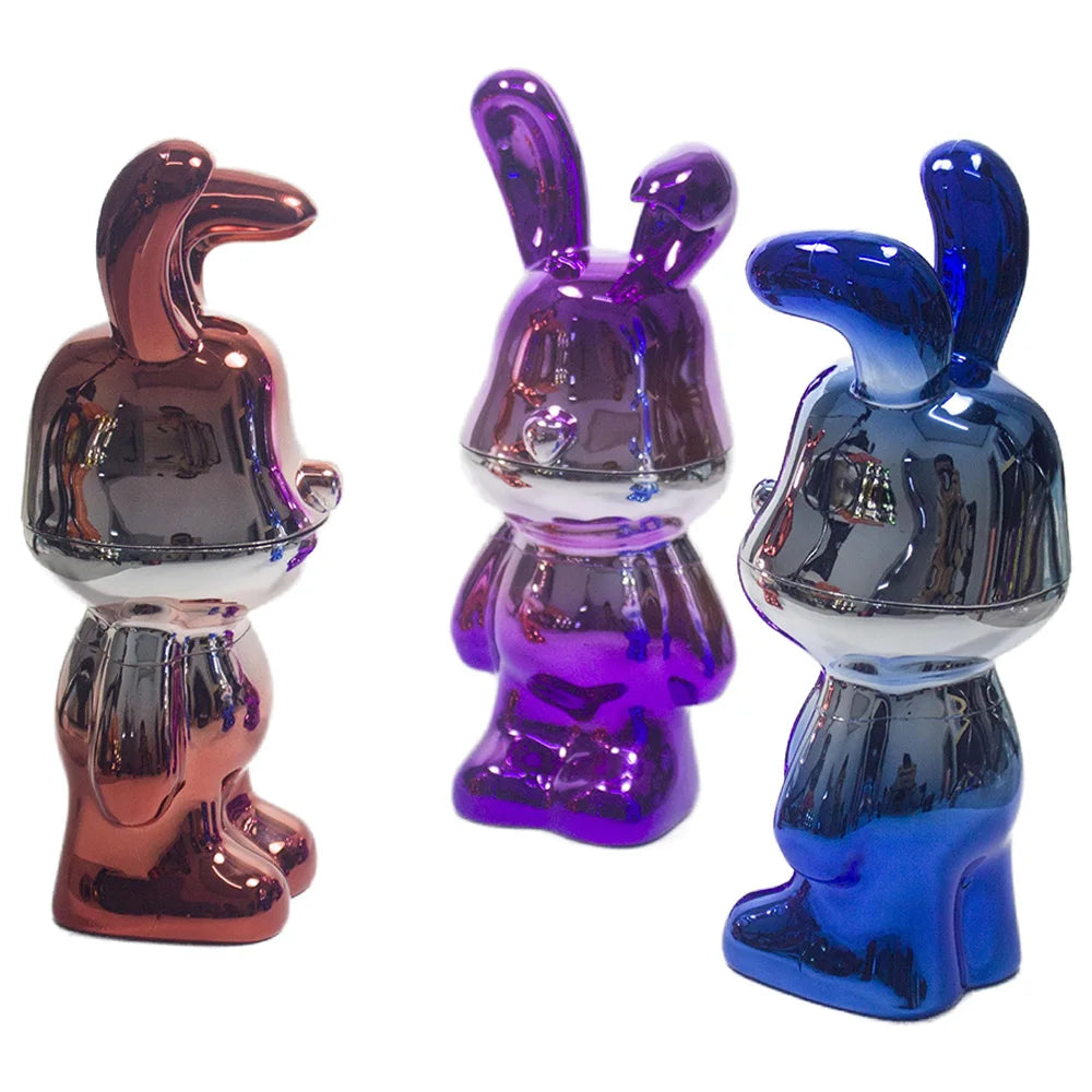 6.5" H 4PC Colorful Metallic Bunny -Patterned Cute Grinders Tobacco Herb Spice Gift Grinders for Smoking Metal