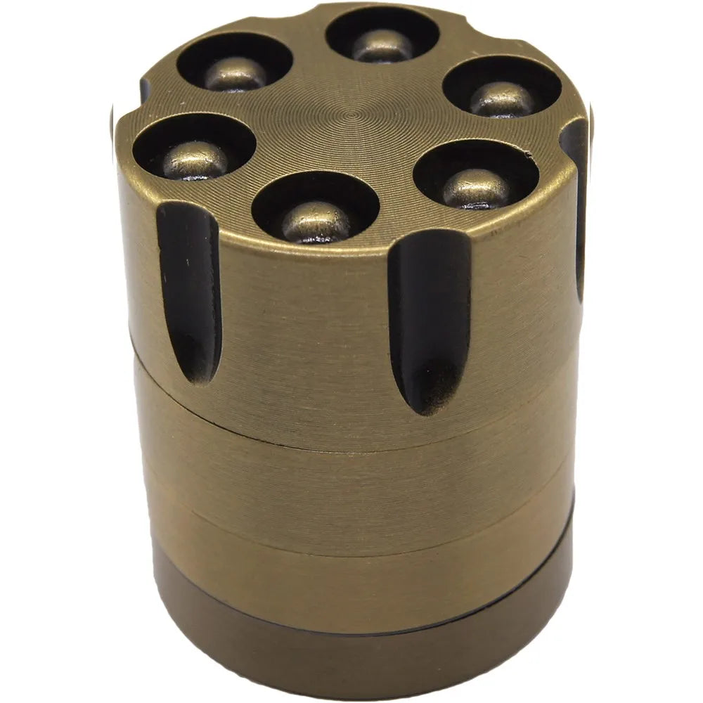 1.5" 4 Parts Revolver Bullet Tobacco Spice Herb Mill Grinder Pewter Metal Color