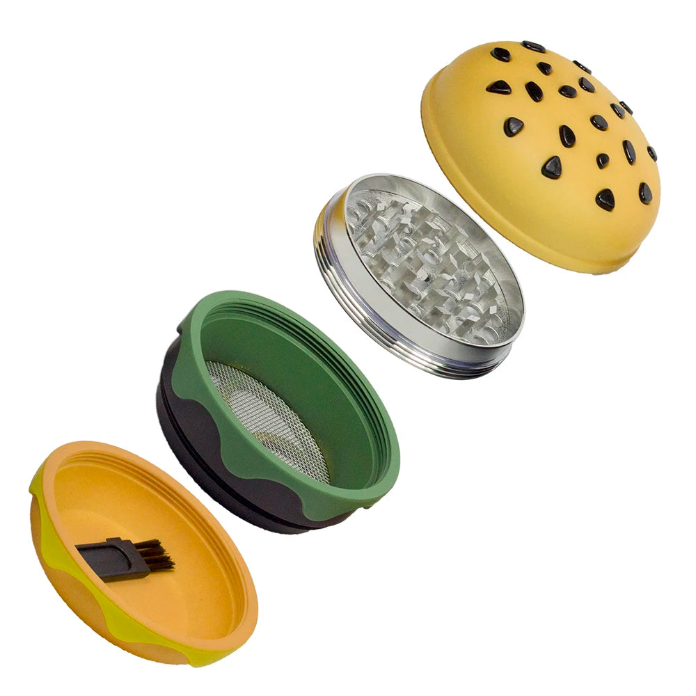 2.75" 4-Layer Metal Spice Herb Grinder Creative Burger Design Manual Tobacco Crusher Funny gift for man Halloween Birthday