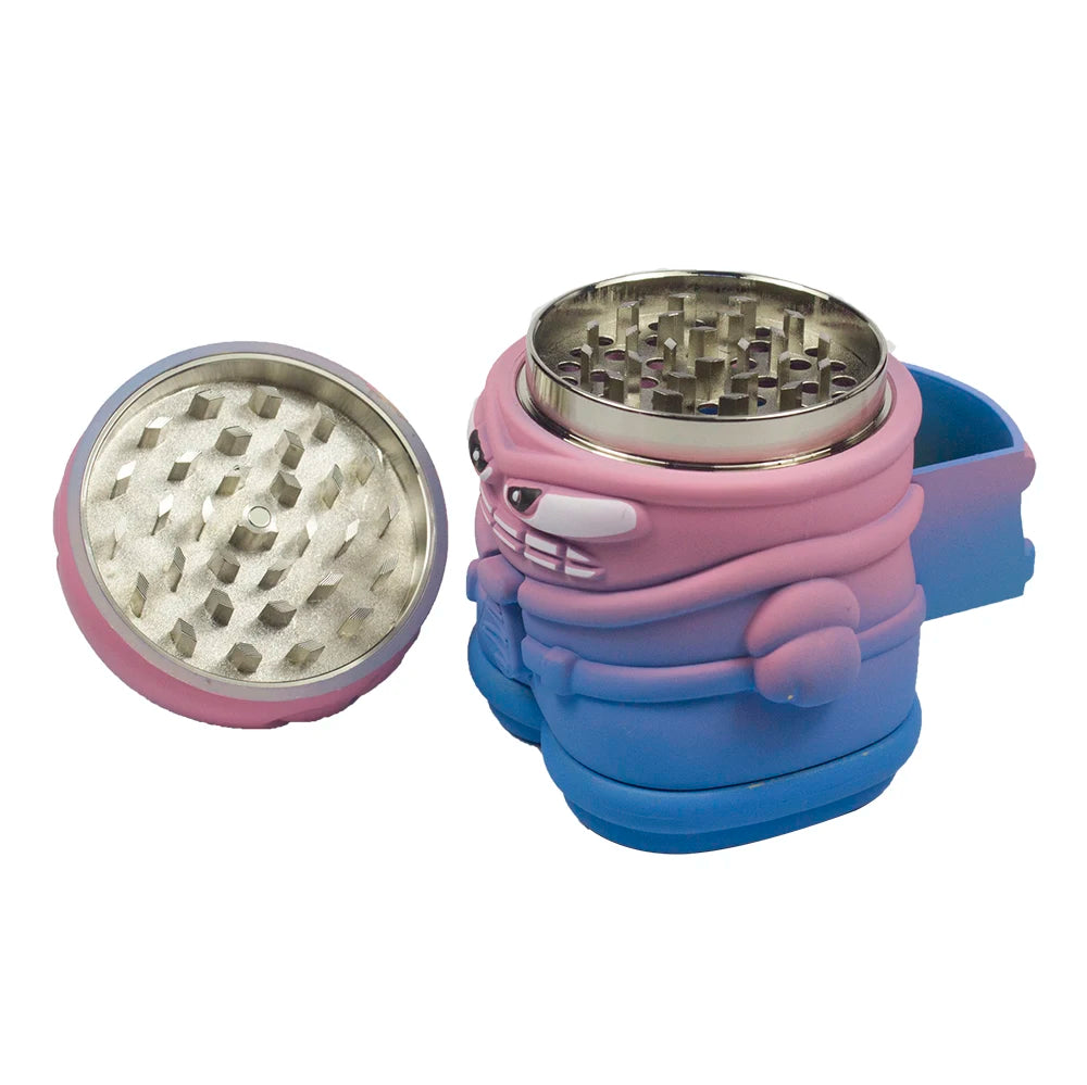 2.3'' Funny Monster Rubber finish Spice Herb Grinder With Drawer Tobacco Crusher