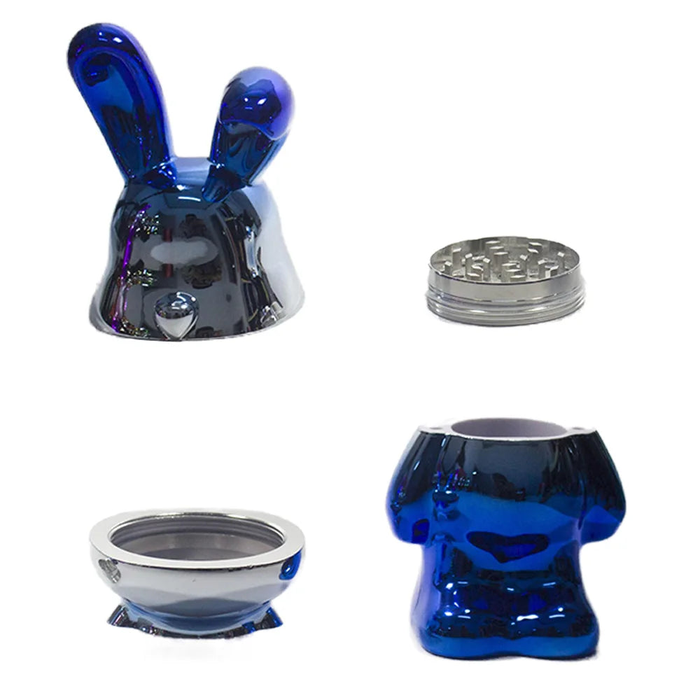 6.5" H 4PC Colorful Metallic Bunny -Patterned Cute Grinders Tobacco Herb Spice Gift Grinders for Smoking Metal