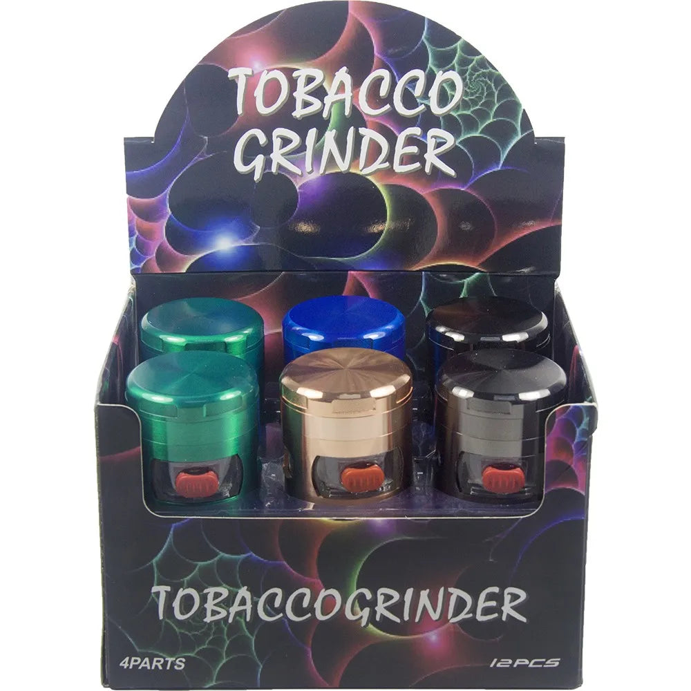2" 4 Parts Metal Herbal Herb Spice Smoke Tobacco Grinder W/ Drawer Handle gift for man birthday Christmas