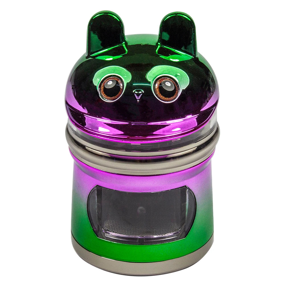 2.44''' 4 Layer Metal Spice Herb Cute Rabbit Grinder with Side Drawer Manual Herb, Salt, and Pepper Tobacco Crusher Gift for Man