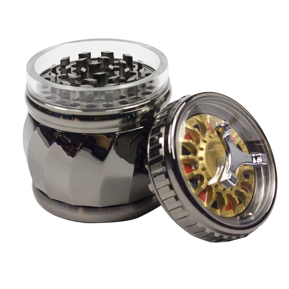 2.5" 4 Part Metal Grinder Tobacco Herb Spice Crusher Spinning Top gift for man friends birthday Perfect for Valentine's Day