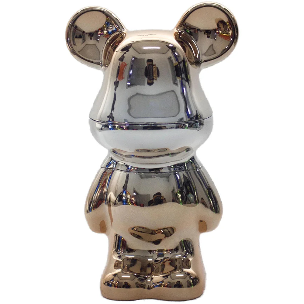 5.5"H Herb Grinders Metal for Smoking 4Layers Colorful Metallic Bear Tobacco Herb Spice Dry Herbal Crusher Birthday Gift