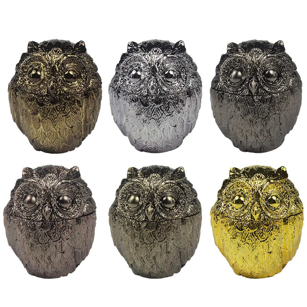 1PC  Vintage Metal Owl Tobacco Grinder 4 Piece Zinc Teeth Herb Crusher Spice Mill Gift for Friends Valentine's Day Birthday