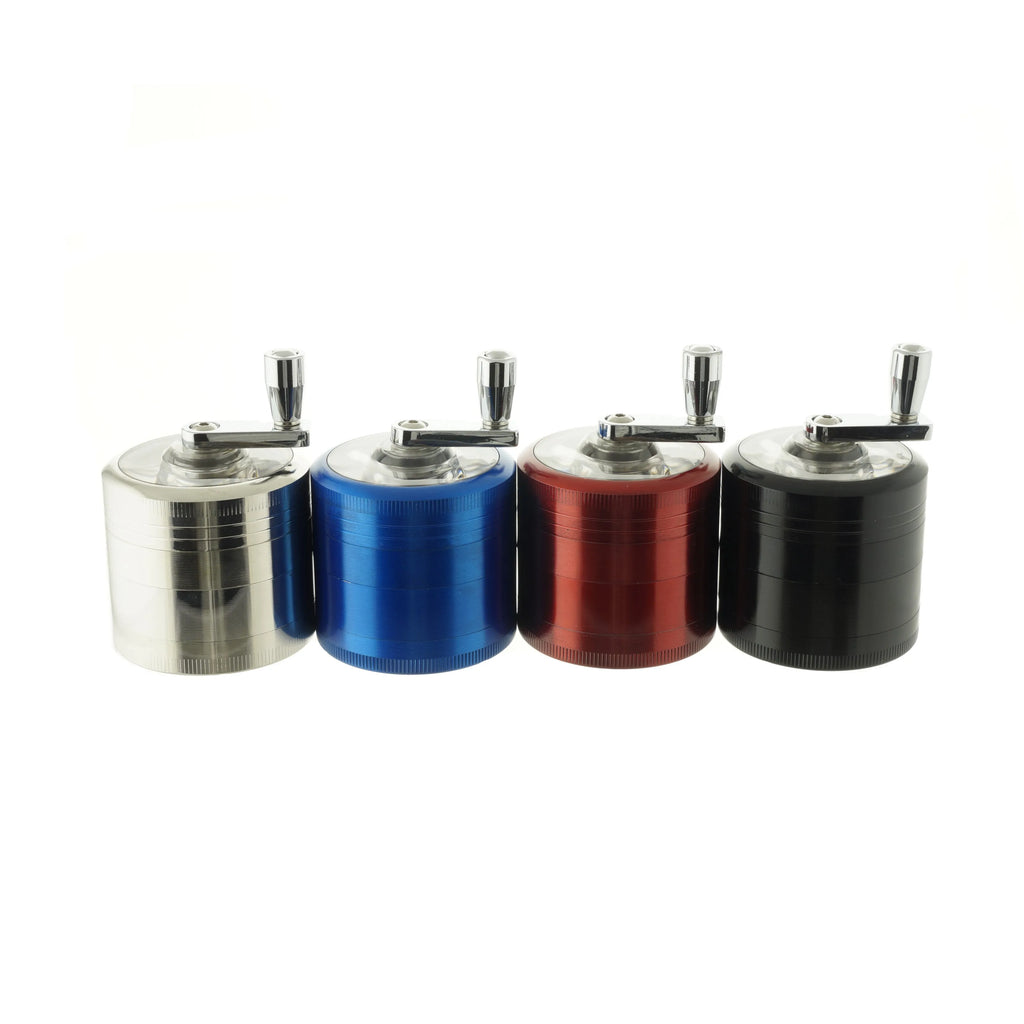 2.1" 4 PC Aluminum Tobacco Herb Spice Crusher Crank Tobacco Spice Grinder Handle Crank Smoke Metal Chromium Crusher Skull