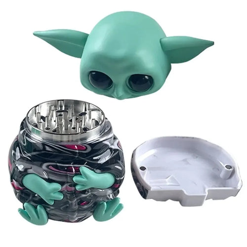 1.5" Tobacco Herb Grinder Spice Herbal 4 PC Smoke Crusher 3D Rasta Man with Hat