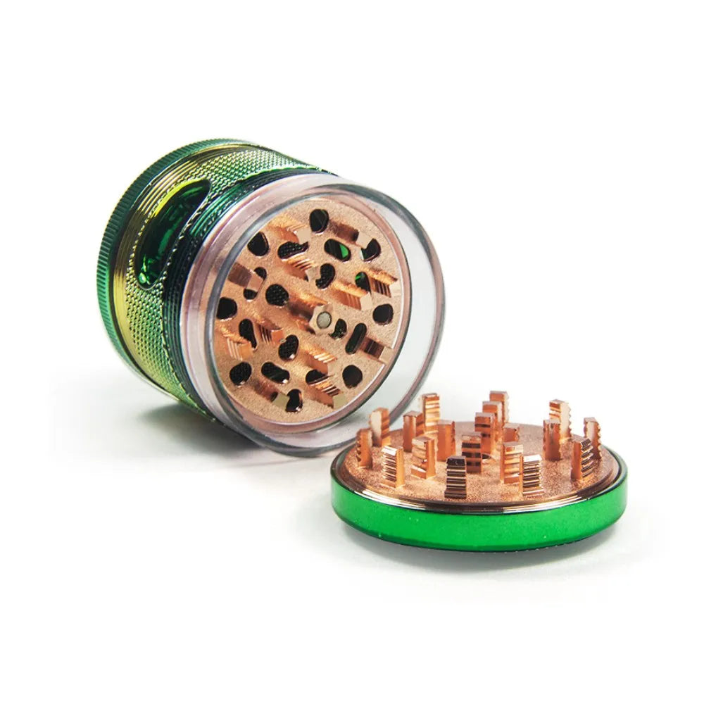2.5" Shiny Herb spice Grinder 4 Layer with window Sharp Teeth & Storage Chamber