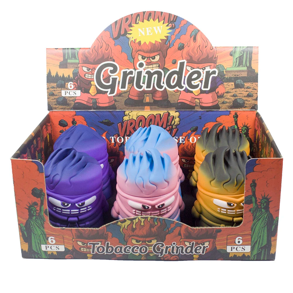 2.3'' Funny Monster Rubber finish Spice Herb Grinder With Drawer Tobacco Crusher