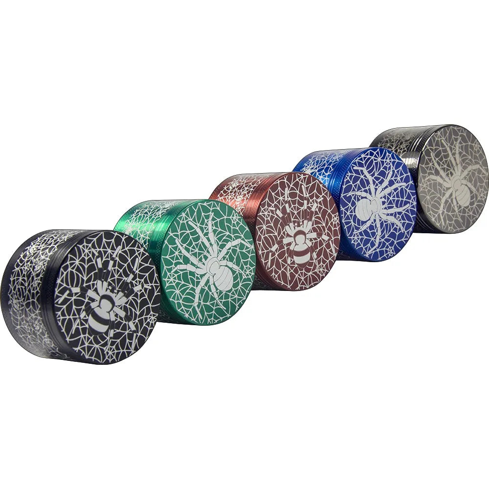 2" Spider Web Herb Grinder 4-Piece Metal Spice Crusher with Multiple Colors gift gift for man birthday Christmas