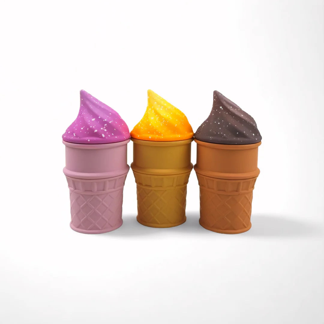 1.8" 4 Parts Fun & Whimsical Ice Cream Cone Herb Grinder 4 Layer 60mm Zinc Alloy Grinder with Silicone Cone Design Herb Grinder