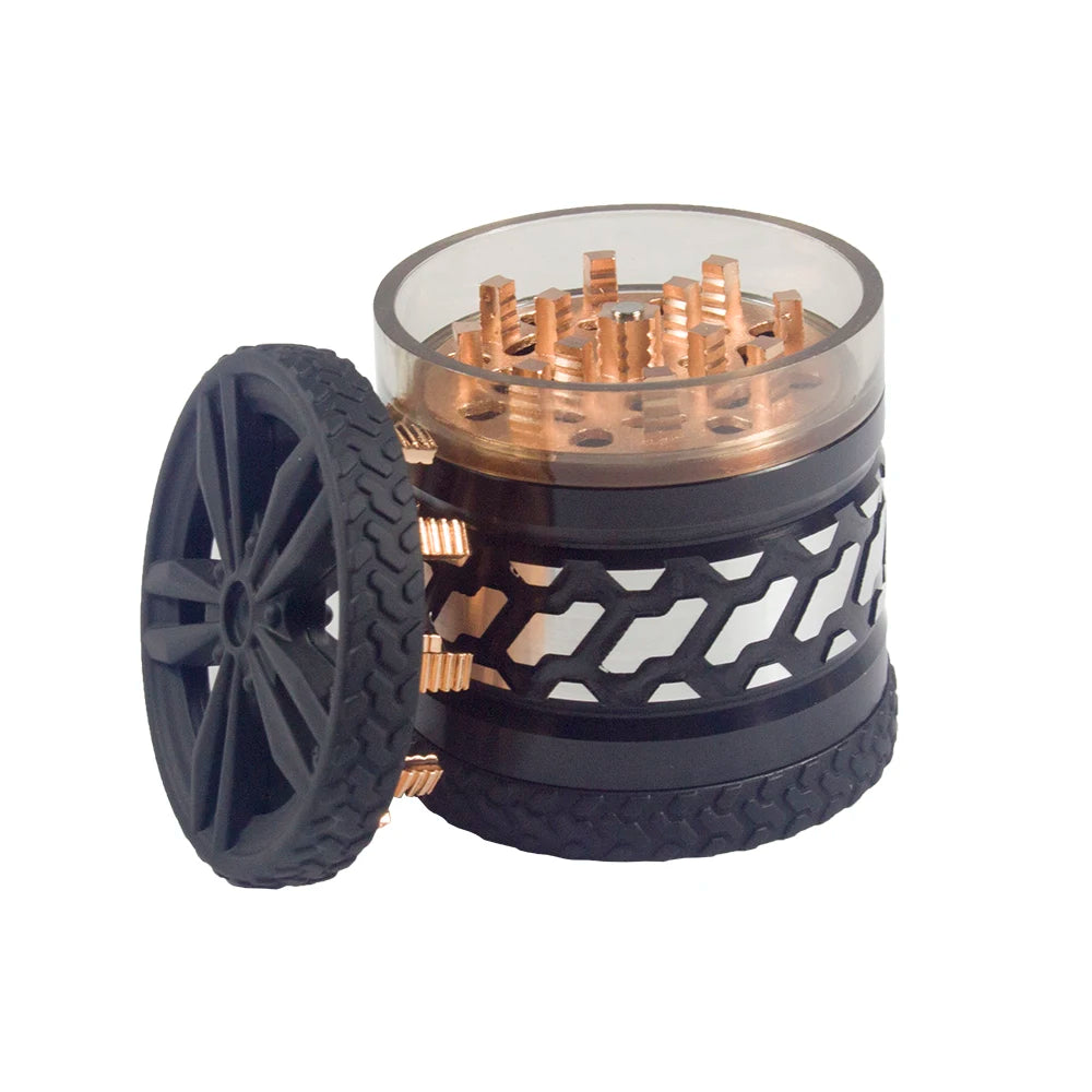 2.5" 4PC Tire Metal Rubber Tobacco Herb Spice Grinder Smoke Crusher Novelty good Idea for Halloween Christmas Birthday Gift