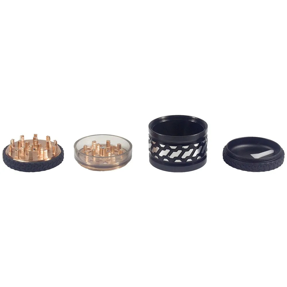 2.5" 4PC Tire Metal Rubber Tobacco Herb Spice Grinder Smoke Crusher Novelty good Idea for Halloween Christmas Birthday Gift
