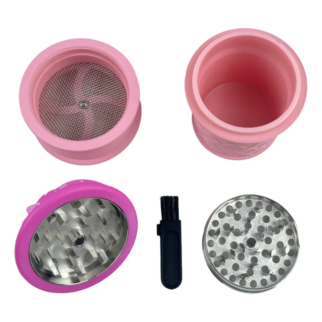 1.8" 4 Parts Fun & Whimsical Ice Cream Cone Herb Grinder 4 Layer 60mm Zinc Alloy Grinder with Silicone Cone Design Herb Grinder
