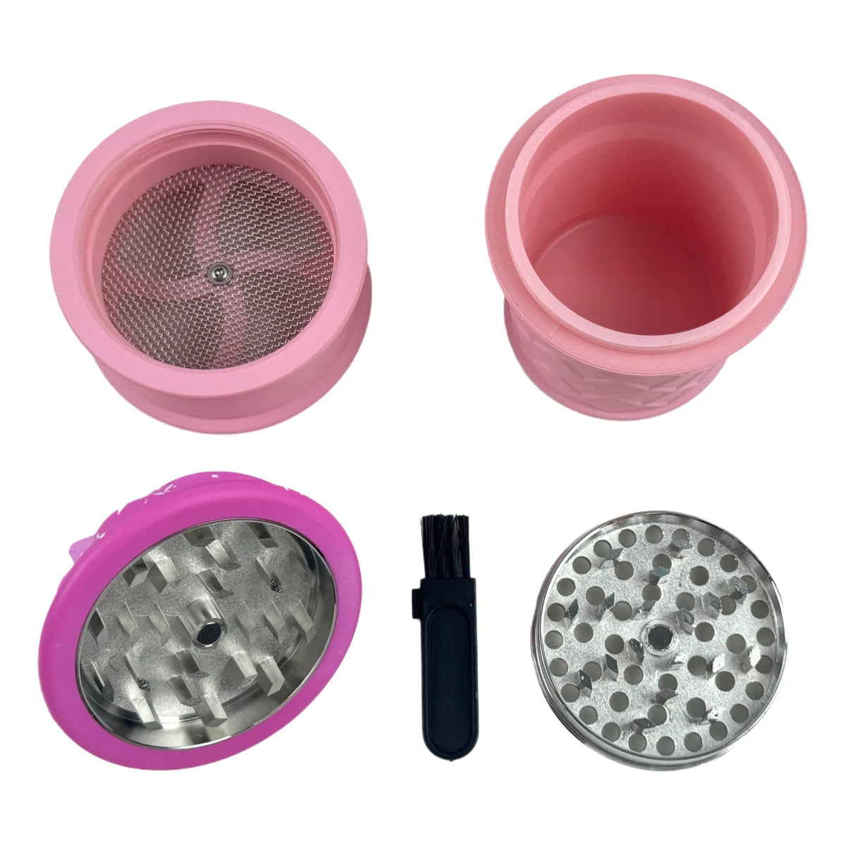 1.8" 4 Parts Fun & Whimsical Ice Cream Cone Herb Grinder 4 Layer 60mm Zinc Alloy Grinder with Silicone Cone Design Herb Grinder